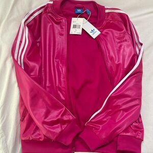 NWT Adidas women's hot pink track jacket Size L